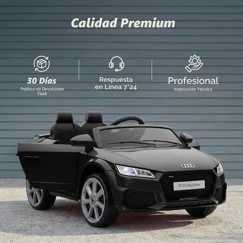 Vista 8 de Audi TTRS - Juguetes de paseo de 24 V, coche eléctrico para niños pequeños con control remoto Negro