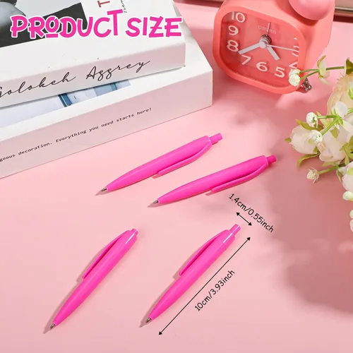 Vista 2 de Patelai 100 mini bolígrafos rosados retráctiles de 3.94 pulgadas y 0.039 in para concientización sobre el cáncer de mama, pequeños bolígrafos cortos