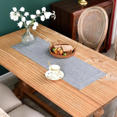 Vista 13 de NEWISHER Camino de mesa rústico de granja, color beige sólido, camino de mesa rectangular de lino sintético para uso diario, cocina, comedor, mesa