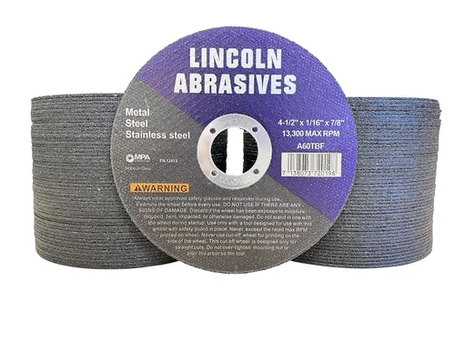 Vista 6 de 25 piezas de ruedas de corte Lincoln Abrasives Metal y acero inoxidable de 4.5" x 1/16" x 7/8