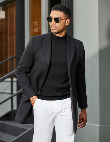 Vista 4 de COOFANDY Mens Mock Turtleneck Sweater Short Sleeve Casual Dress Sweater Shirt Slim Fit Pullover Basic Knit Tee