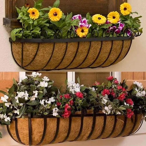 Vista 4 de Trough Coco - Forro de fibra de coco, revestimiento de coco, para ventana, maceta, macetero de coco para jardín, maceta, macetas de flores, cestas