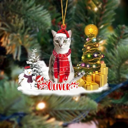 Vista 165 de NAZENTI Adorno personalizado de gato abisinio con árbol de pino, adorno de Navidad personalizado para perros amantes de las mascotas, colgante