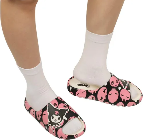 Vista 5 de Bioworld Kuromi Head With Pink Skull Toss Icons - Diapositivas para mujer