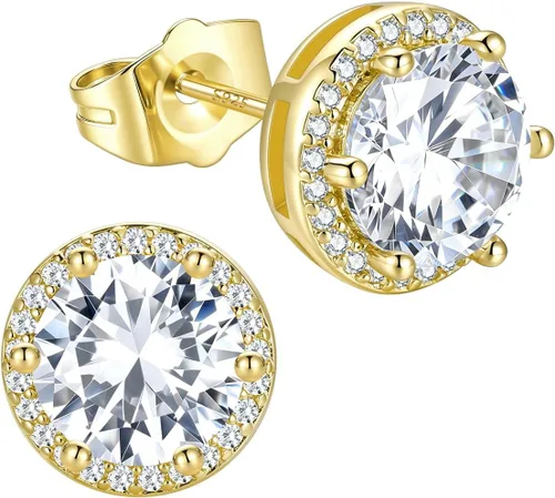 Vista 11 de Richsteel Aretes de circonita cúbica para hombre, postes de plata de ley Dorado Plateado