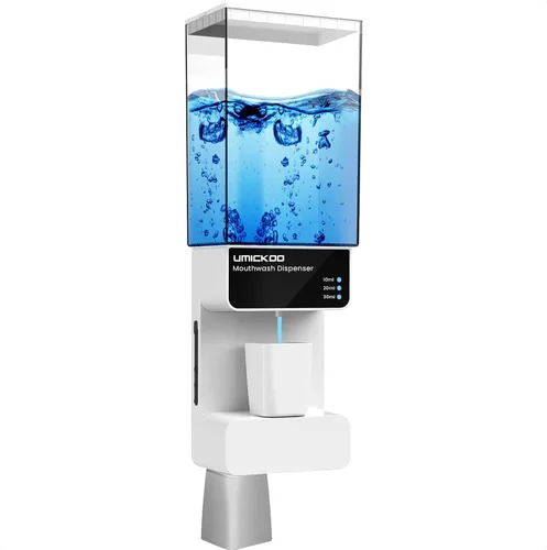 Vista 8 de UMICKOO Dispensador automático de enjuague bucal para baño, 23.67 onzas, dispensador de enjuague bucal montado en la pared con tazas magnéticas