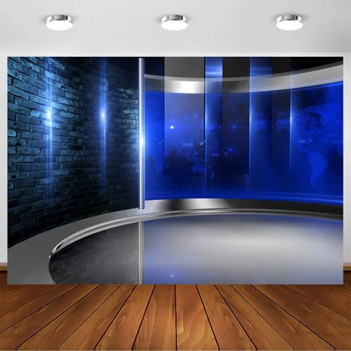 Vista 2 de Fondo de estudio de 5 x 3 pies para videoconferencia, pantalla de transmisión de noticias, entrevista, programa de previsión meteorológica, fondo