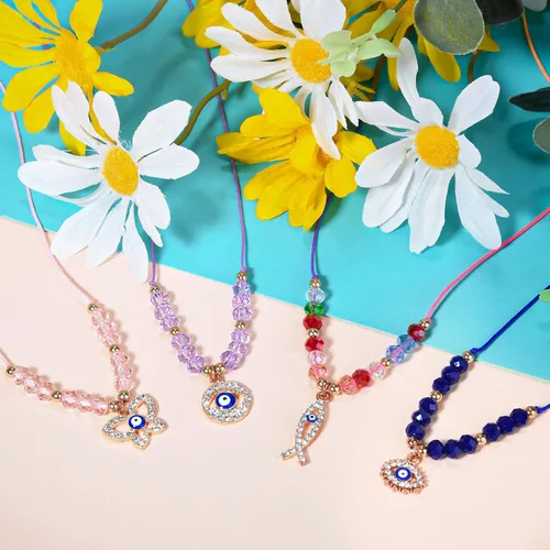 Vista 2 de Tacobear 24Pcs Evil Eye Bracelets Necklace Kit Women Teen Girl Jewelry Gift Bulk Adjustable String Crystal Alloy Handmade Braided Friendship