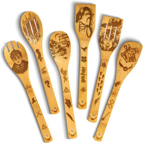 Vista 12 de Prime - Juego de 3 cucharas de madera de bambú para cocinar, utensilios de cocina de madera con mango largo, incluye cuchara plana de madera