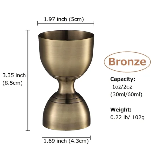 Vista 2 de Jigger de cóctel de alta calidad de 2 oz/1 oz, jigger de campana de acero inoxidable para camarero, jigger de medición de cóctel, jigger doble