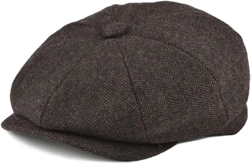 Vista 13 de BOTVELA Gorra plana Newsboy de mezcla de lana de 8 paneles para hombre Negro
