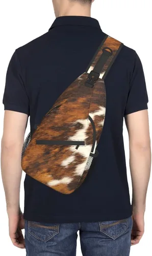 Vista 6 de Bolso bandolera con estampado de piel vacuno rojo y blanco para hombro casual para mujeres y hombres, Piel de vaca roja y blanca., talla única