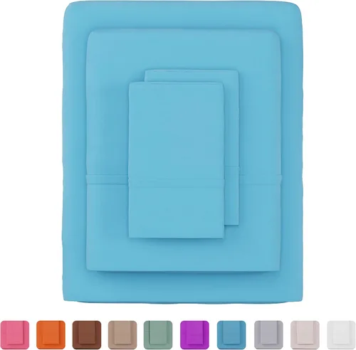 Vista 4 de Lavish Home - Juego de sábanas de microfibra cepillada, 3 piezas, sábanas bajeras y encimeras, 1 funda de almohada, resistente a las arrugas