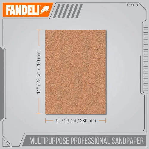 Vista 3 de Fandeli 36021 Hojas de papel de lija multiusos de grano 060, marrón, 9 x 11 pulgadas, 25 hojas