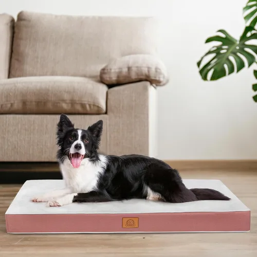 Vista 9 de Cama ortopédica para perros grandes - Gran cama impermeable para jaula de perro con funda extraíble y lavable, soporte de espuma tipo caja