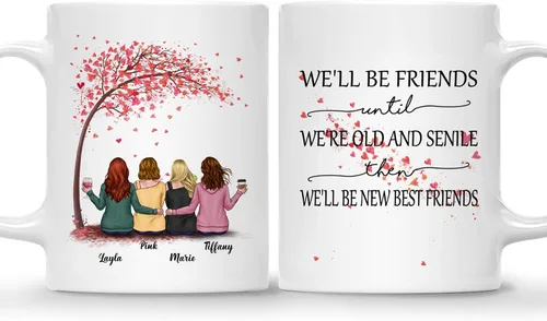 Vista 9 de Gossby - Taza de café personalizada para mujer, 2 unidades, con nombres personalizados Taza personalizada para dos mujeres, taza de café