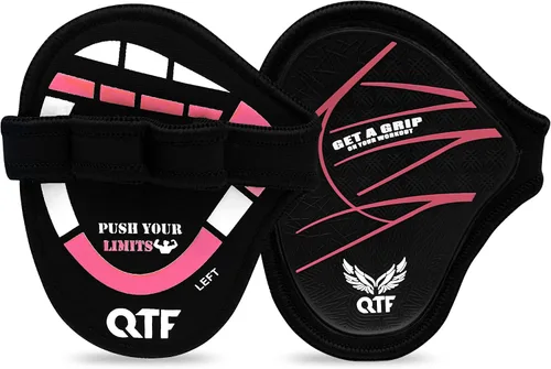 Vista 12 de QTF Puños de elevación para levantamiento de pesas, guantes de goma para gimnasio, protector de palma de gimnasio, almohadillas de agarre