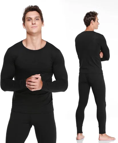 Vista 3 de JZCreater Conjunto de ropa interior térmica para hombre capa superior e inferior pantalones largos para hombre
