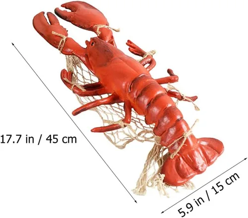 Vista 7 de BESPORTBLE Decoraciones de langosta de cangrejo de langosta roja, escultura náutica de pared de resina para colgar en la pared, decoración colgante