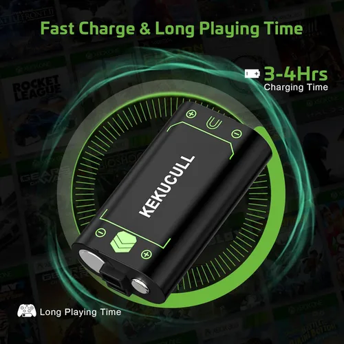 Vista 3 de Paquete de baterías recargables con estación de carga compatible con Xbox Series XSXbox One Wireless Controller, 2 baterías recargables de 2500 mAh