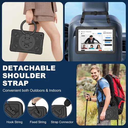 Vista 7 de Funda para Samsung Galaxy Tab A9+/ A9 Plus de 11 pulgadas 2023 con protector de pantalla con soporte giratorio de 360°, correa para el hombro, funda
