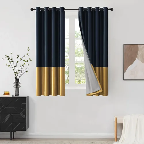 Vista 41 de BULBUL Cortinas de terciopelo 100% opacas negro oro, cortinas modernas con forro de 63 pulgadas de largo, cortinas térmicas con ojales para sala