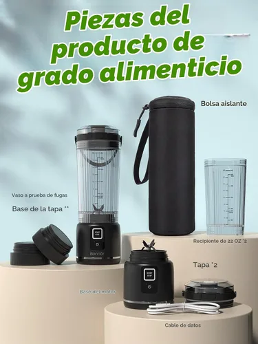 Vista 9 de Cordless Portable Blender for Smoothies, Shakes and Ice Crushing Black