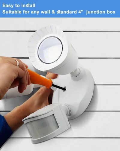 Vista 5 de UFOND Luces LED de seguridad para exteriores, luz con sensor de movimiento, 2400 lúmenes, reflectores de aluminio, impermeable, ángulo ajustable