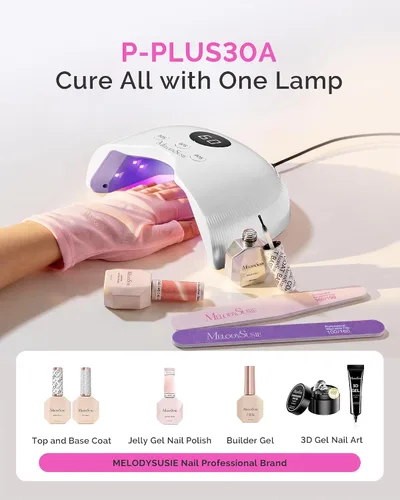 Vista 7 de MelodySusie Lámpara de uñas LED compacta con guantes UV, secadora de uñas P-PLUS30A con sensor inteligente que cura todos los geles, especialmente