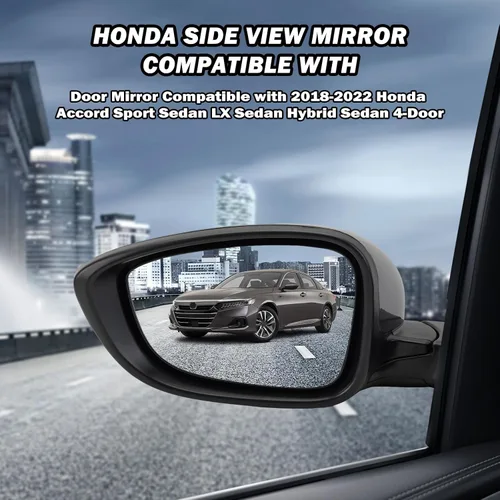 Vista 4 de Espejo lateral izquierdo del conductor compatible con Honda Accord 2018, 2019, 2020, 2021, espejos eléctricos, sin calefacción, deportivo 1.5T, Gris