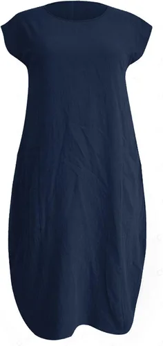 Vista 2 de SERYU Vestido largo holgado de lino liso para mujer con bolsillos y bolsillos