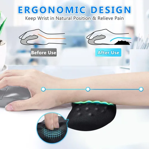 Vista 5 de Gimars Reposamuñecas para mouse, soporte de muñeca Pop It Fidget para aliviar la presión del mouse, almohadilla ergonómica de espuma viscoelástica