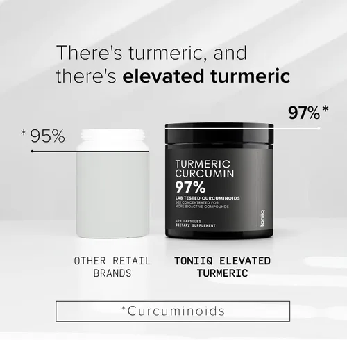 Vista 3 de Curcumina de cúrcuma - Extracto 60:1 de ultra alta potencia con 97% de curcuminoides - 1200 mg por porción - Pimienta negra y aceite MCT para una