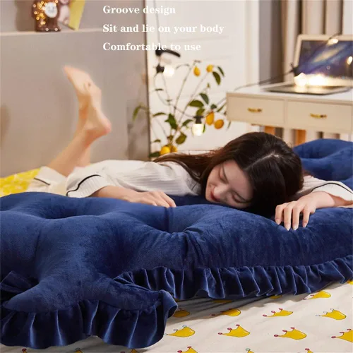 Vista 3 de Almohada suave para cabecero de lectura, cojín grande para cabecero de cabecero de apoyo, cojín de cuña, para cama de día, litera, sofá cama con Azul