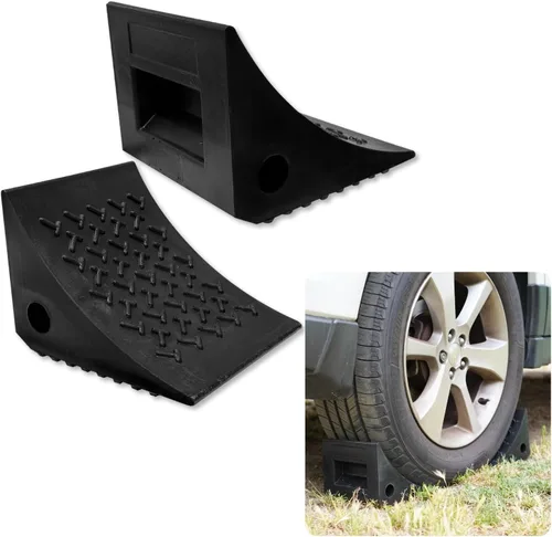 Vista 8 de SECURITYMAN Calzas de rueda resistentes (paquete de 2) – Calzas de rueda de goma sólida duraderas, antideslizantes, para remolques de lanchas