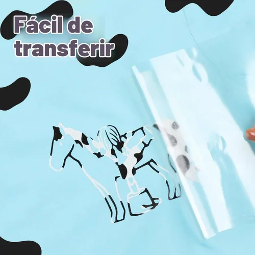 Vista 6 de HTVRONT Vinilo HTV con estampado de vaca, vinilo para planchar con patrón animal de 12 pulgadas x 8 pies Cow Printed Animal Pattern Iron on Vinyl