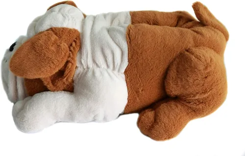Vista 4 de Pantuflas peludas de invierno para perros adultos mujeres hombres y niños Bulldogs Marrón