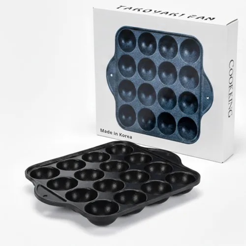 Vista 2 de CookKing - Sartén antiadherente TAKOYAKI para parrilla/placa de cocción, fabricada en Corea