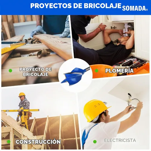 Vista 5 de SOMADA Broca de taladro de 1-1/2 "x 6-1/2" para madera, vástago hexagonal de barrena para barco