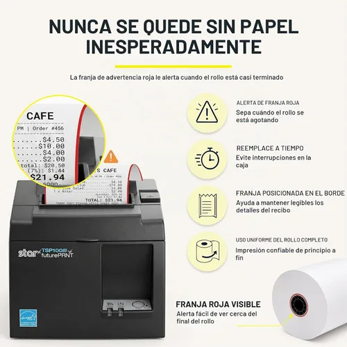 Vista 6 de Rollo de papel para recibos 3 1/8 x 230 para Square Register y sistema Square POS conectado a la impresora térmica Star Micronics