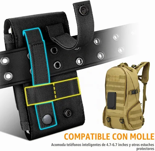Vista 7 de Funda táctica Molle para teléfono, bolsa universal para cinturón para iPhone 17 Pro Max/17 Pro/17/16 Pro Max/15 Pro Max/14 Pro Max/13/12, Samsung