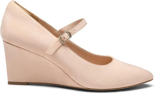 Vista 2 de DREAM PAIRS Zapatos de tacón alto Mary Jane con punta cerrada para mujer, zapatos de tacón alto para trabajo, con punta puntiaguda, boda, novia
