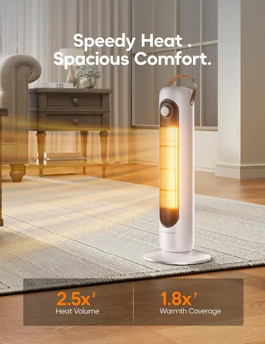 Vista 2 de Calentadores de exterior para patio, calefacción 1S de 350 pies cuadrados, calentador eléctrico de cerámica PTC de 1500 W, protección contra Marfil