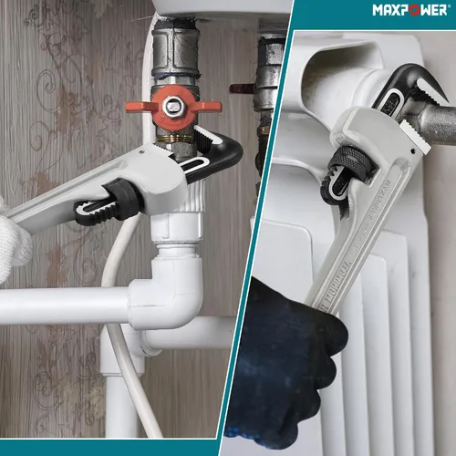 Vista 7 de MAXPOWER Llave de tubo de 10 pulgadas, llave de plomería ajustable de aluminio 40% más ligera
