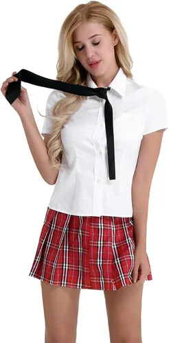 Vista 3 de YiZYiF Uniforme para mujer, camisa de cosplay plisada, minifalda, conjunto de disfraz de marinero de anime