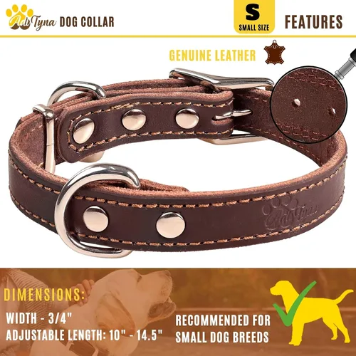Vista 5 de Juego de collar y correa de cuero para perro, correa de cuero para perro de 6 pies x 1/2 pulgadas y collar de perro resistente para cachorros