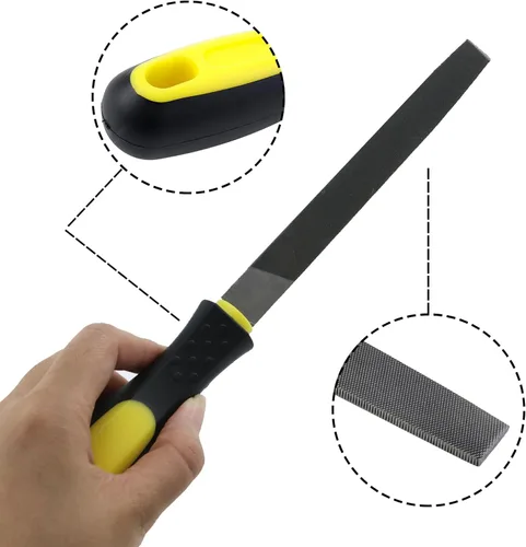 Vista 3 de Lima plana de 6 pulgadas de longitud, lima de mano de acero de alto carbono con mango ergonómico para remover, refinar, dar forma y raspar proyectos