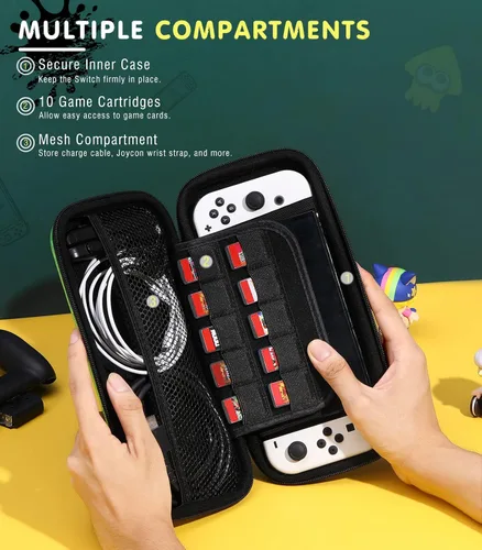 Vista 4 de TiMOVO Funda de transporte para Nintendo Switch modelo OLED 2021 y Switch, bolsa de almacenamiento de juegos de carcasa dura duradera, bolsa