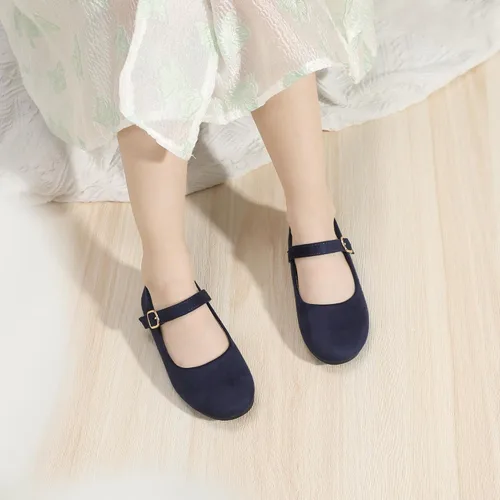 Vista 2 de PANDANINJIA Zapatos de vestir para niñas con diseño de flores y perlas, zapatos planos Adela para boda, fiesta, escuela, para niños pequeños