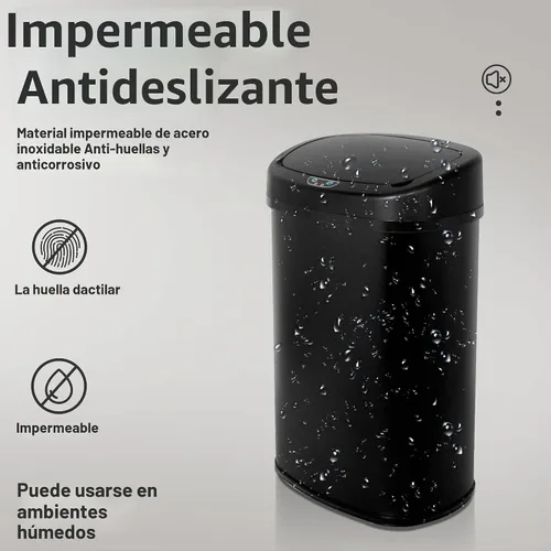 Vista 4 de Basurero automático de 13 galones con tapa y sensor de movimiento para la oficina en casa, dormitorio, baño, sala de estar, basura, acero inoxidable